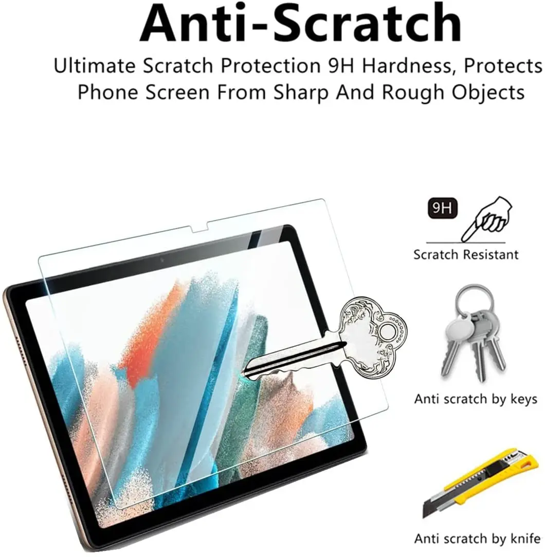 قرص الزجاج المقسى شاشة بروكتور لسامسونج غالاكسي تبويب A8 10.5 2021 X200 X205 الغبار 9H HD فقاعة فيلم واقية