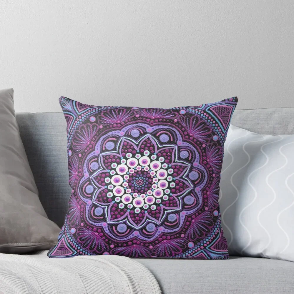 

Purple and Teal Dot mandala Throw Pillow Christmas Pillow Luxury Cushion Cover christmas supplies pillow