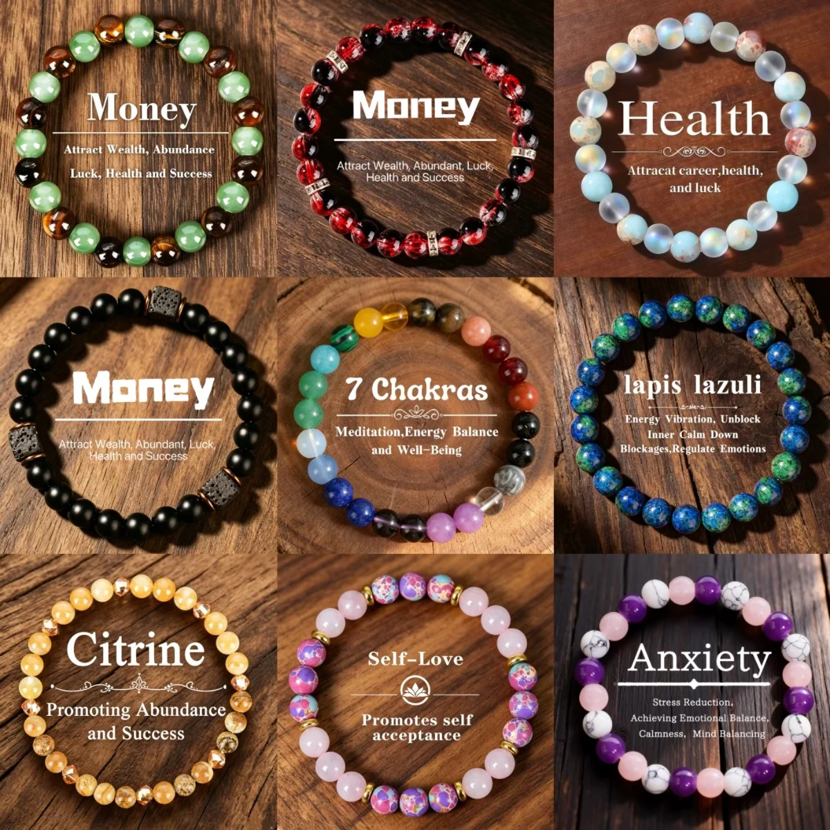 Bracelet en pierres naturelles de 8 mm, tendance, attire la richesse, l'abondance, la chance, la santé et le succès, bracelet élastique fait main