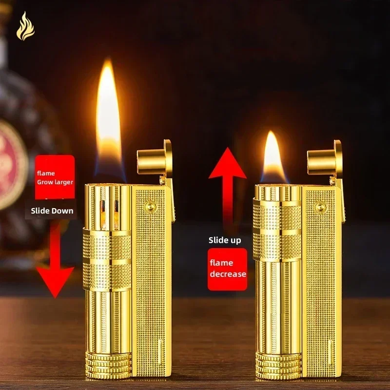 Pemantik Minyak Tanah Gaya Antik Logam Austria Roda Gerinda Nostalgia Pria Kreatif Aksesori Rokok Pemantik Api Terbuka