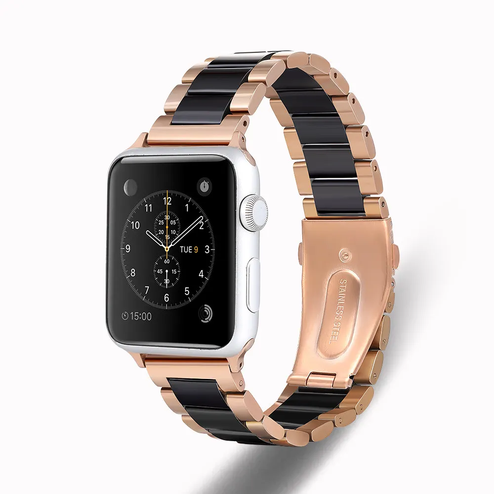 Metal ceramic strap For Apple watch 6 5 4 3 SE 44mm 42mm 40mm Luxury bracelet Wristband For iwatch Ultra 49mm 8 7 45mm 41mm Band