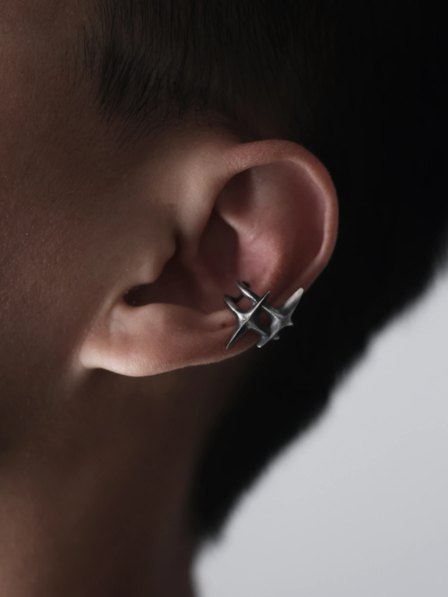 Original Unisex 999 Pure Silver Ear Cuff Starlight Design Holeless Ear Bone Clip Fashionable Neutral Style for Men And Women - view 4