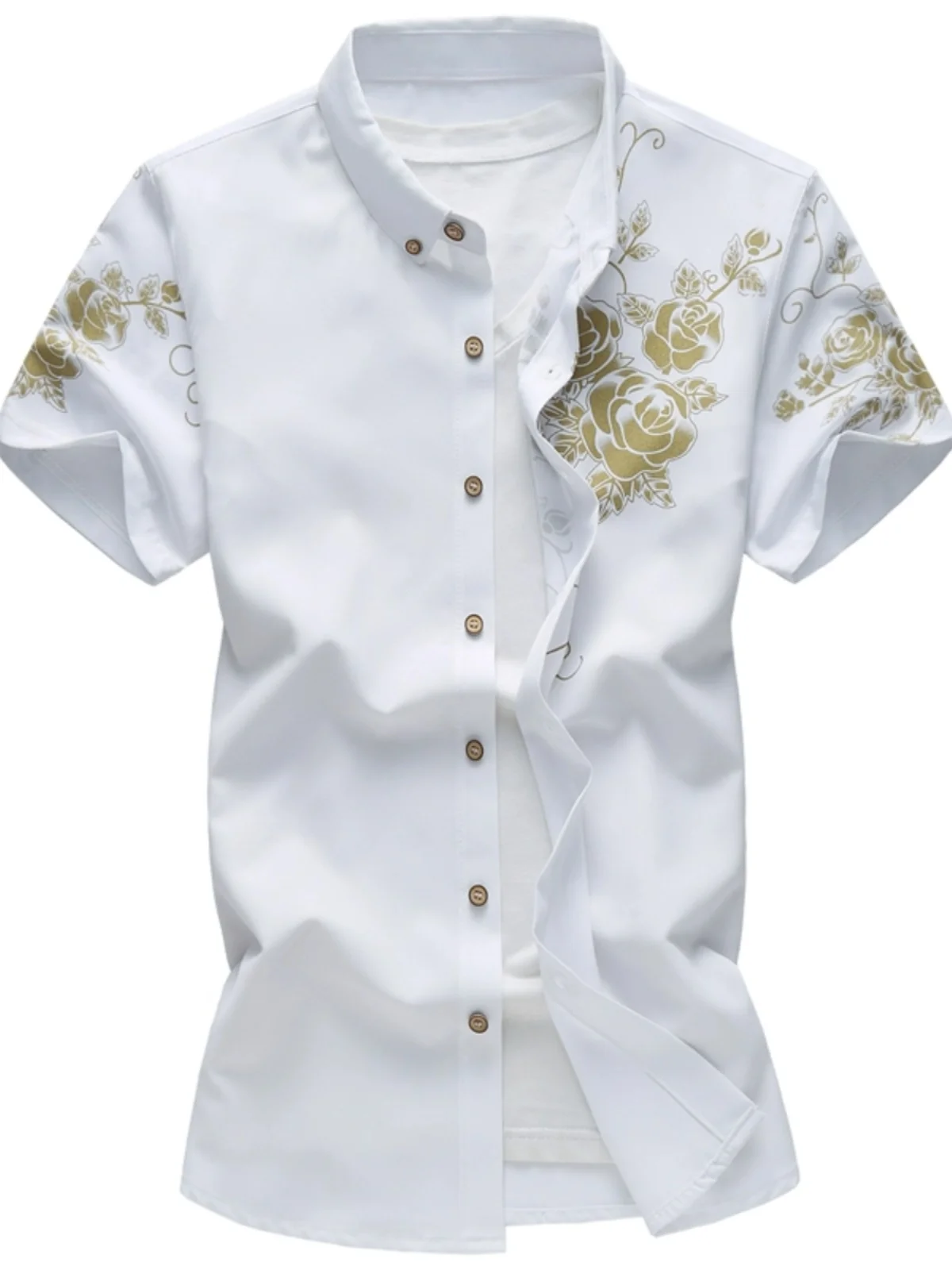 

Men's Printed Long Sve irt Lapel Design Faionable And Sli Autumn Wear for Middle-Aged Men