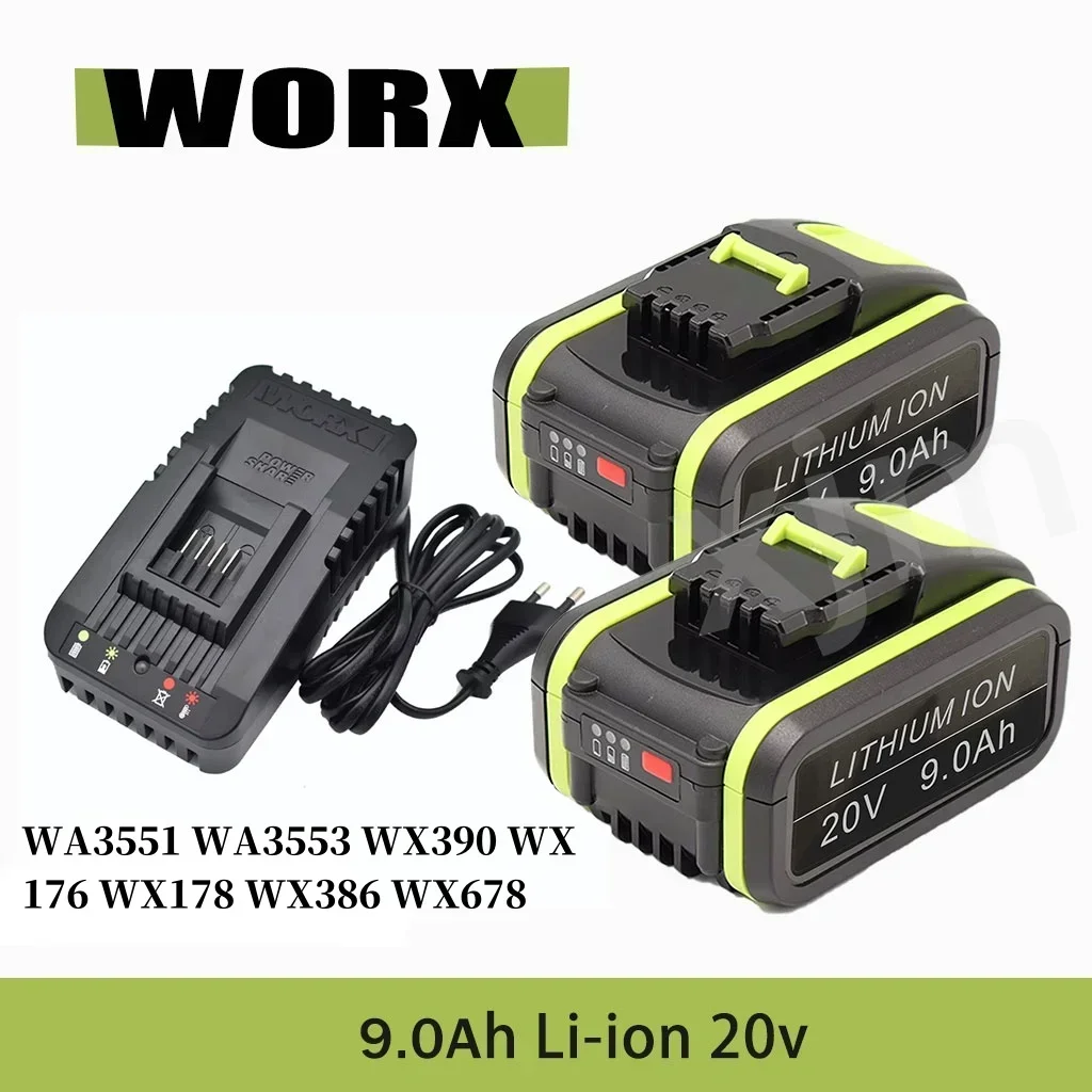 

2024 WORX 20V 9Ah electric tool charging lithium battery replacement battery WA3553 WX390 WX176 WX178 WX386 WX678 with charger