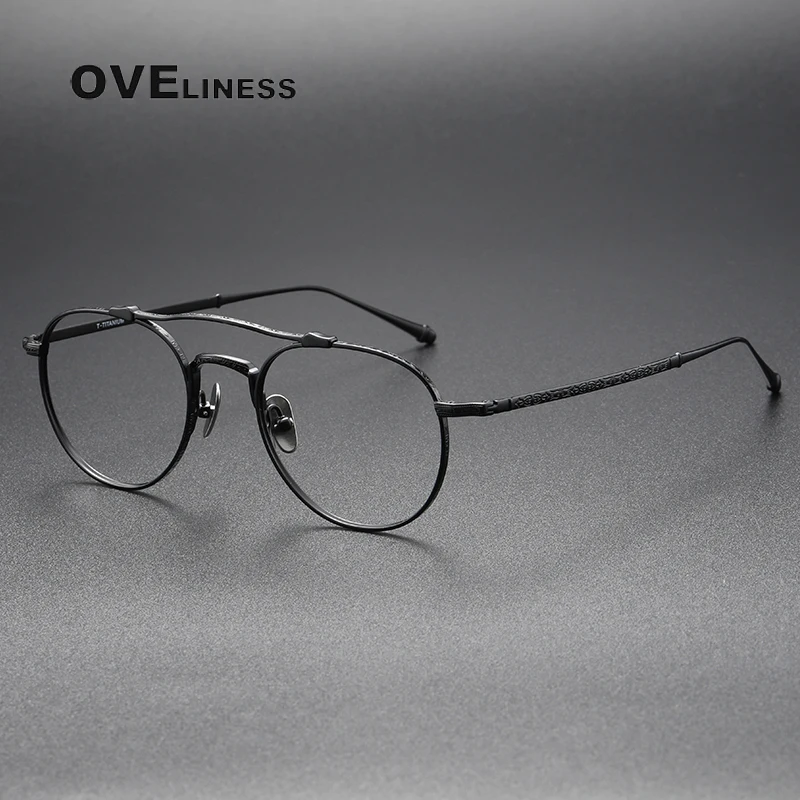 2023 Pure Titanium Glasses Frame for Men Retro Vintage Square Prescription Eyeglasses frames Male Men's Myopia Optical Eyewear