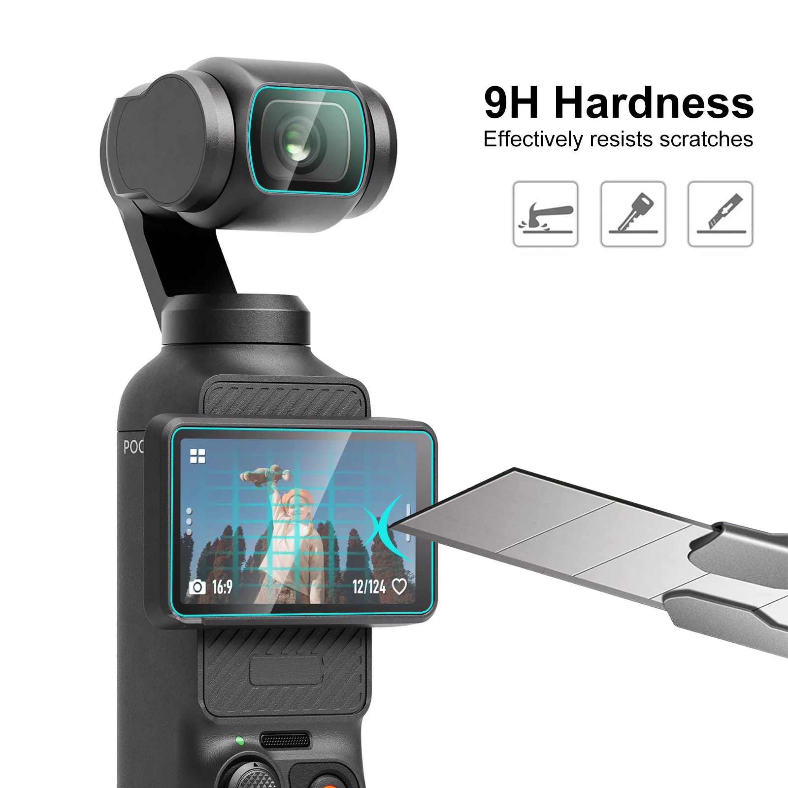 

High Definition Tempered Glass Film For Lens For DJI For OSMO Pocket 3 9H 2.5D HD Tempered Glass Lens Protector + Screen Film