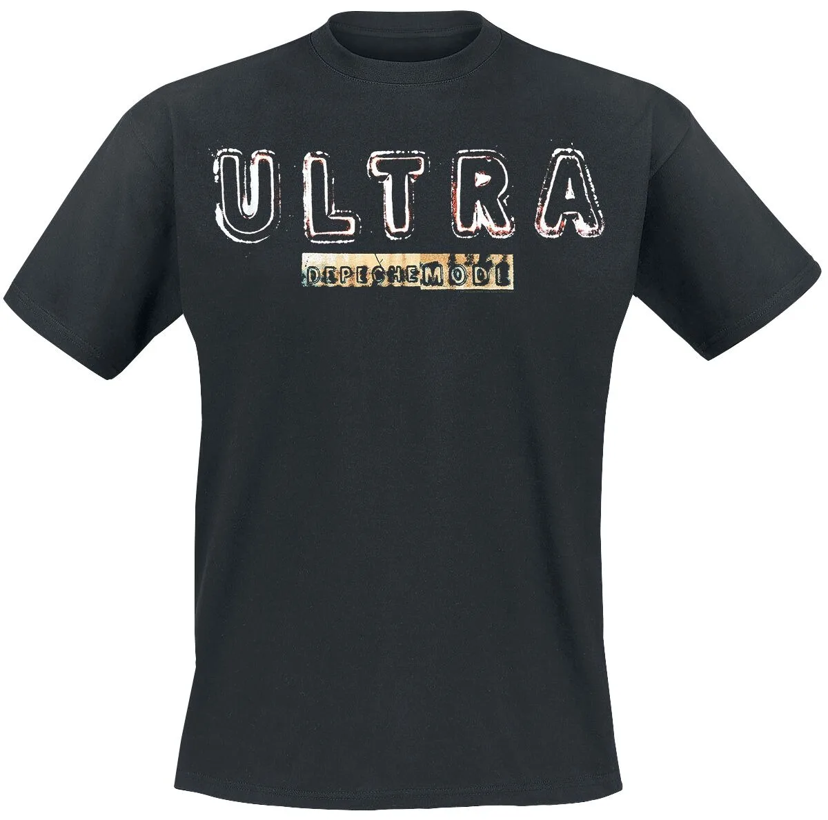 Camiseta Depeche Mode Ultra, Camiseta Synth-Pop con Estampado Desgastado del Título del Álbum y Nombre de la Banda, Mercancía para Fans de Depeche Mode