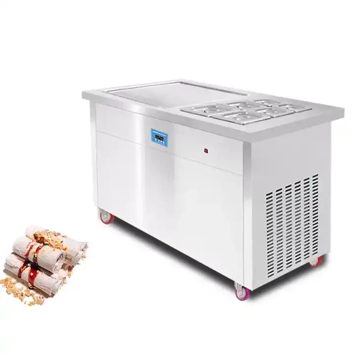 Hot Sale 1450W Food Grade Stainless Steel Ice Cream Rolls Machine Thailand Fry Rolls Ice Cream Machine Flat Pan