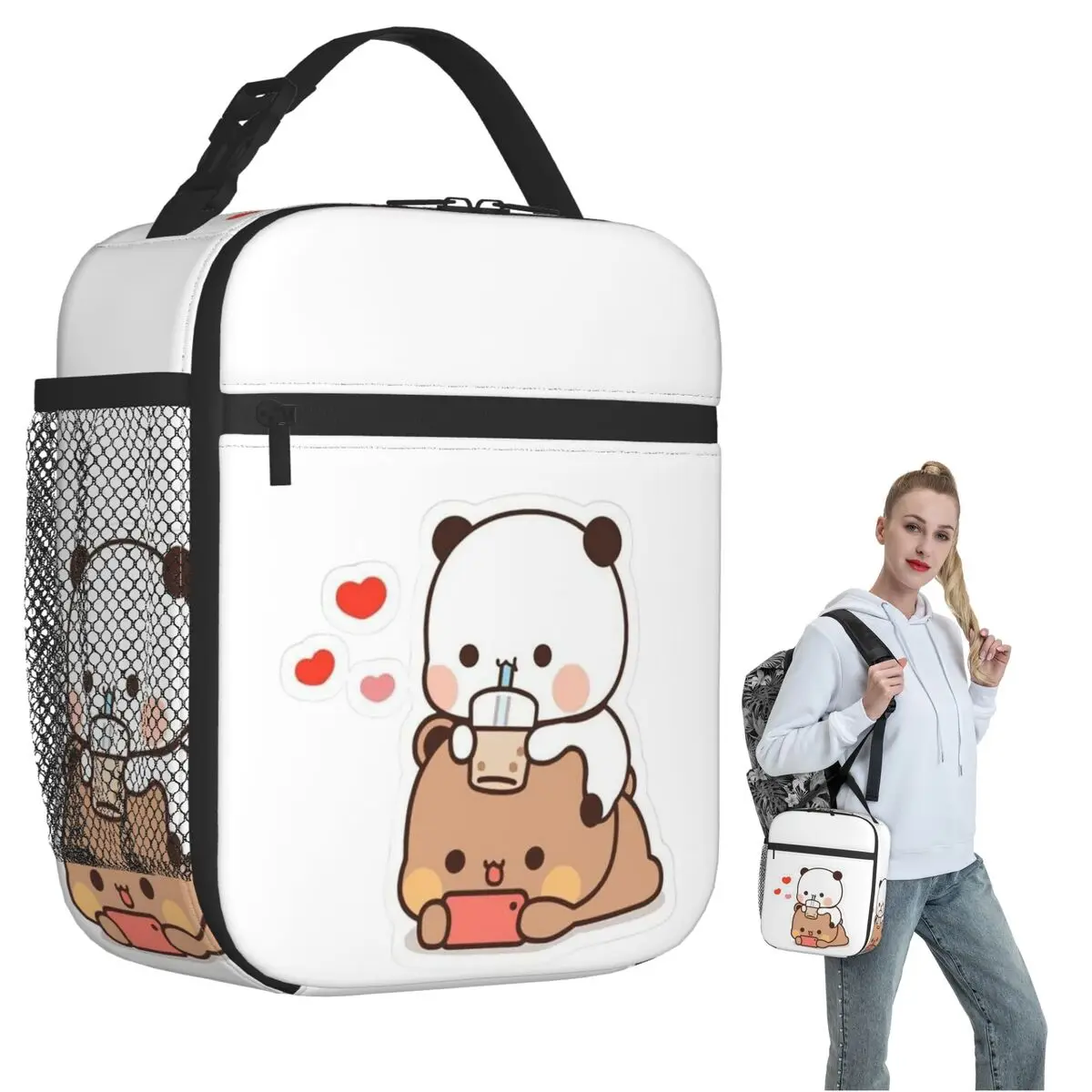 

Персик и Гома Бубу Дуду, изолированная сумка для обеда с воздушным шаром для женщин и детей, портативные коробки для еды, термобокс для обеда, сумка