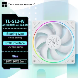 Thermalright TL-S12 HALO 냉각 팬, PC 게이머 360 ° 절묘한 조명 효과 컴퓨터 케이스, 팬 환풍기, 120mm, 5V, 3 핀 ARGB 팬