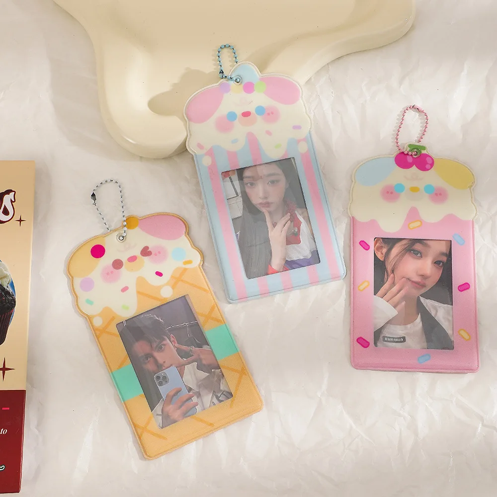 INS Cartoon Cake Photo Card Holder Pendant InsIdol Photo Protective Photo Display Sleeve Card Bag Bag Pendant Stationery image 2