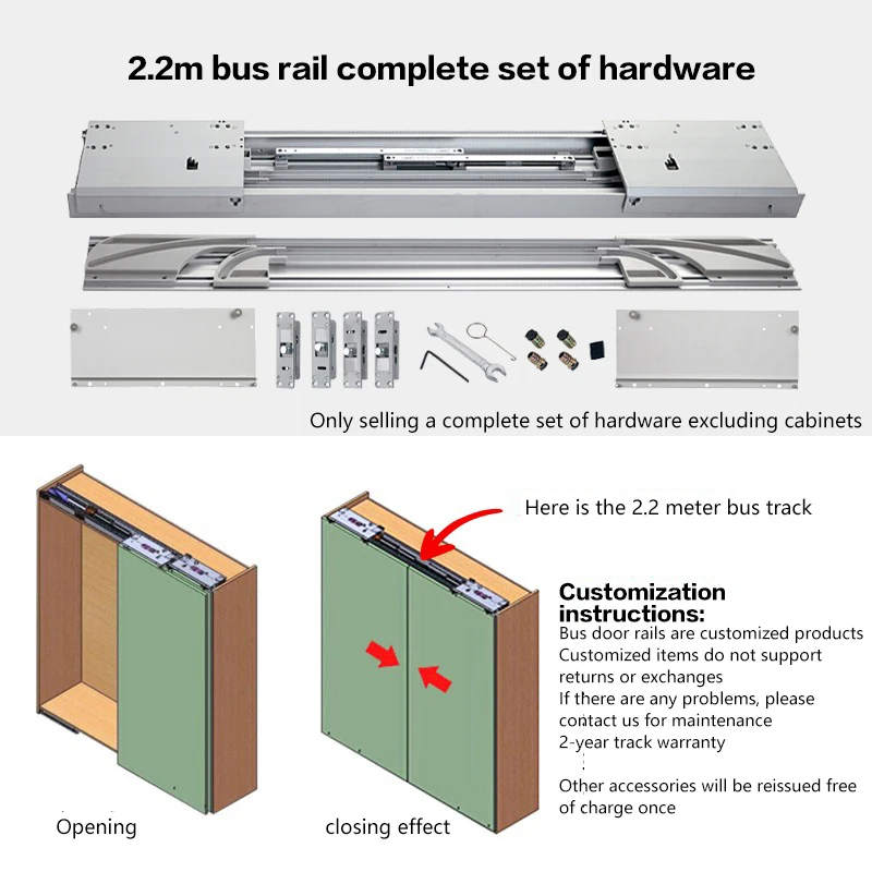 SSOUIM Kast Schuifdeur Track Onzichtbare Garderobe Schuifdeur Vouwdeur Nieuwe Busdeur Schuifrail Hardware