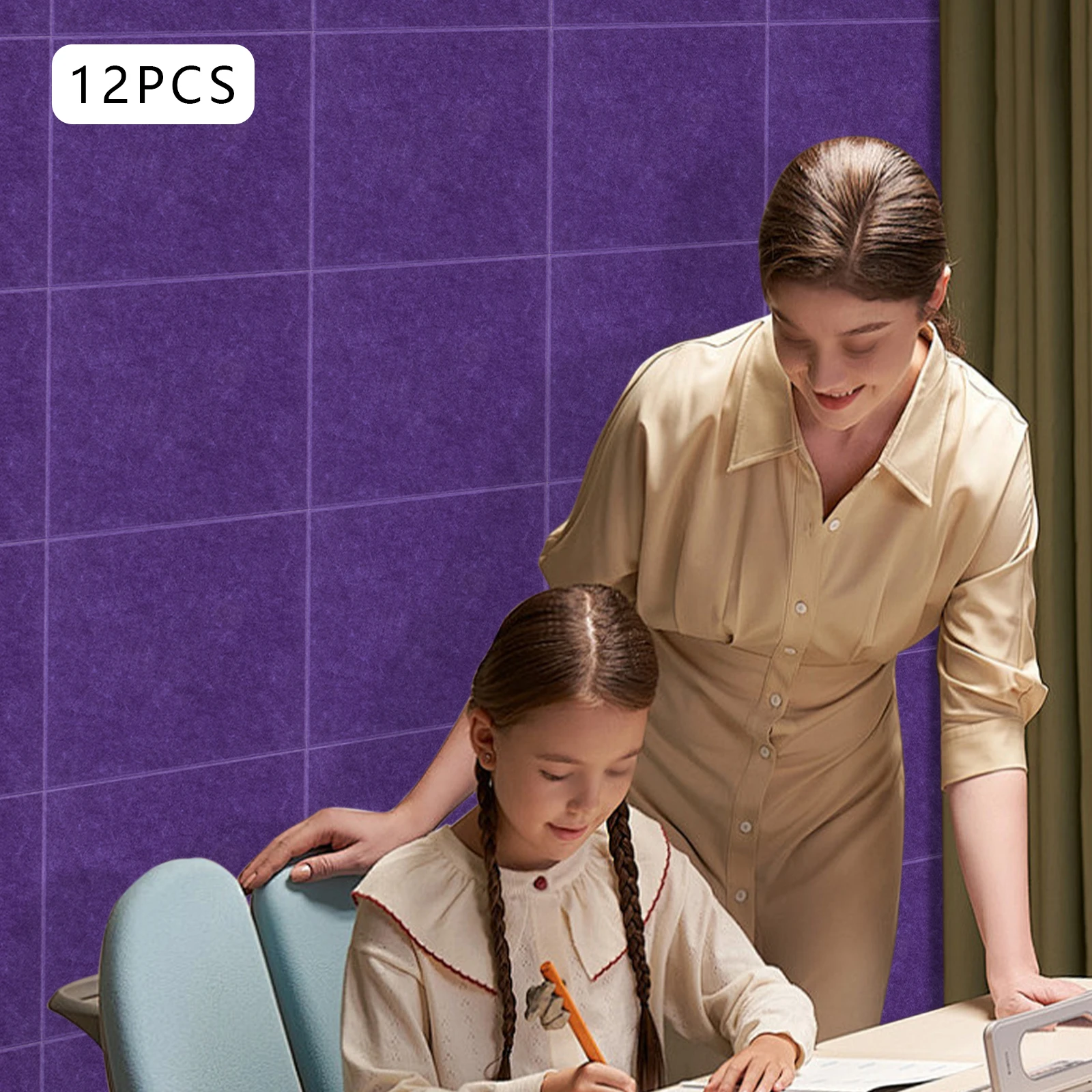 12 Painéis Acústicos Absorventes de Som, Painéis de Espuma de Fibra de Poliéster à Prova de Som de 11,8*11,8 Polegadas, Painéis Acústicos para Estúdio de Música