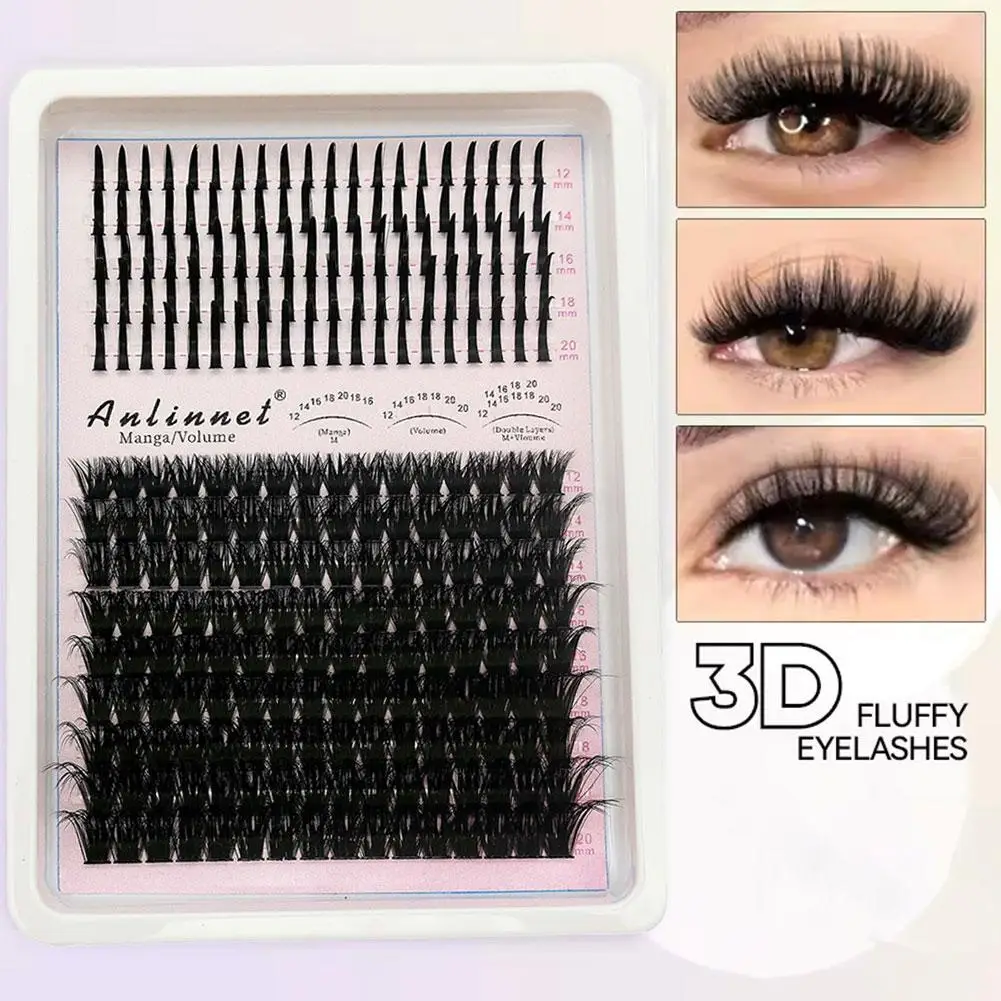 Manga/Volume Cluster Wimpernverlängerungen, 60D+80D D-Curl Einzelwimpern-Cluster für DIY dichte künstliche falsche Wimpern Make-up