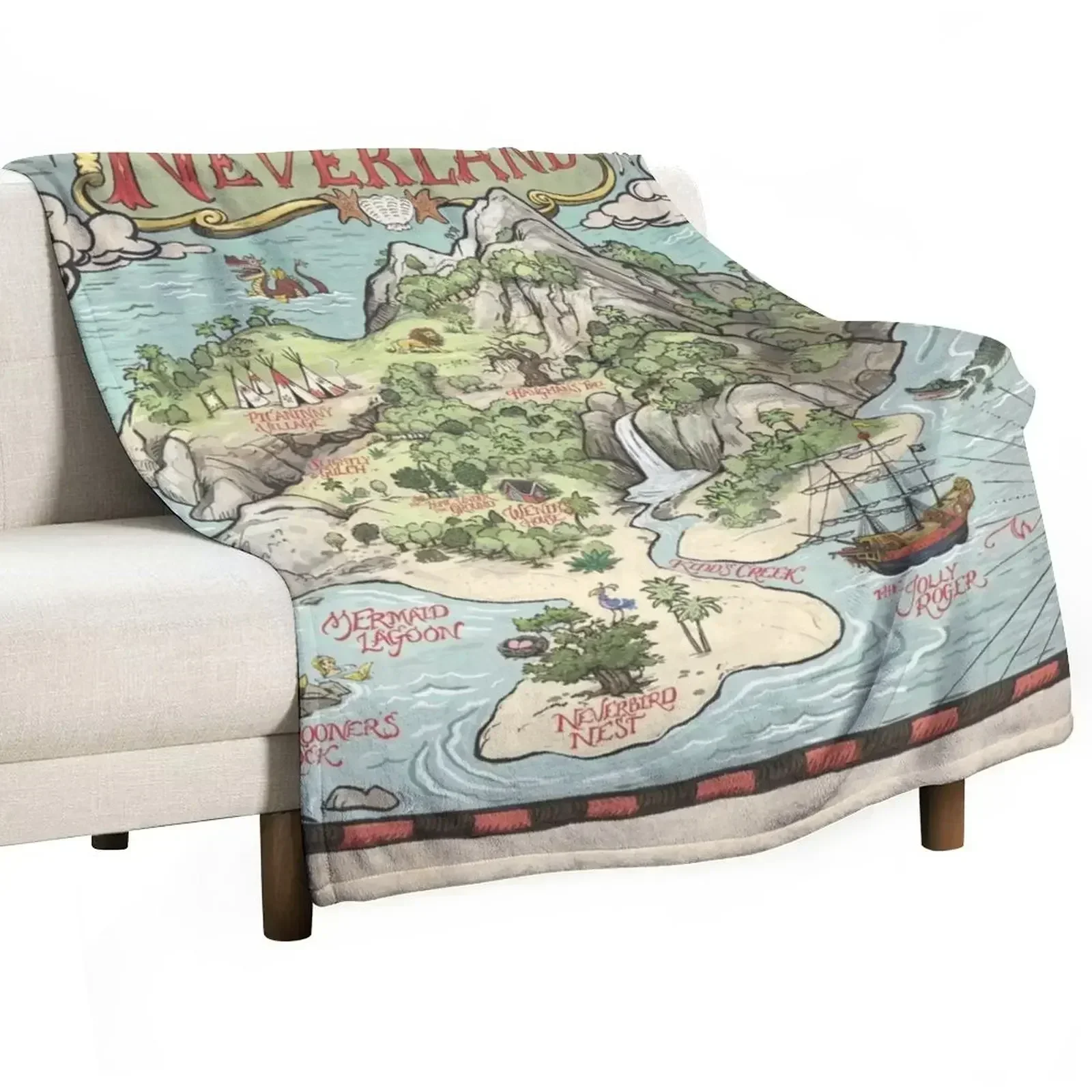 Neverland Map Throw Blanket halloween Flannel Bed Fashionable Blankets