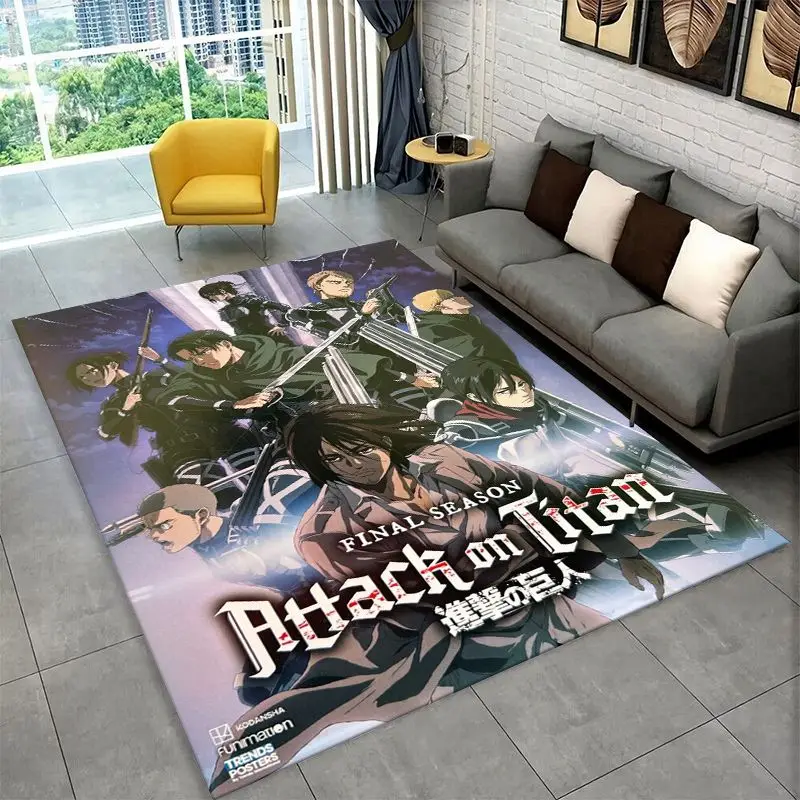 Attack on Titan Cartoon Anime Carpet Rug for Playroom Bedroom Living Room Sofa Home Decor,kid Game Area Rug Non-slip Floor Mat