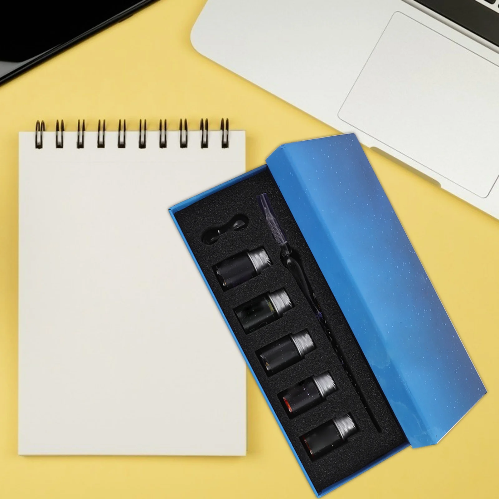 

1 комплект, набор стеклянных ручек, 5 цветов, герметичная крышка, удобный дизайн, подставка для ручек, принадлежности для каллиграфии, товары для рукоделия