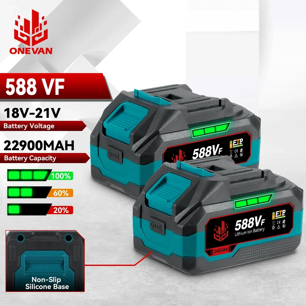 ONEVNA 21V Rechargeable 588VF Lithium Ion Battery 22900mah Li-lon Battery For Makita Electric Wrench Saw Power Tools Battery