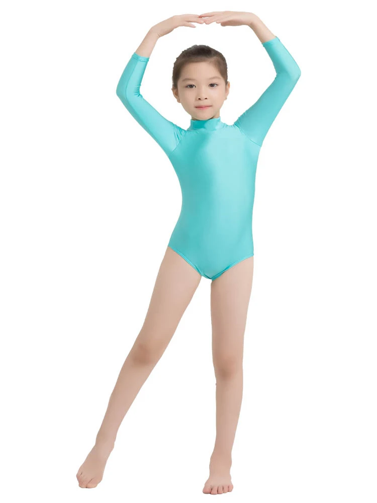 Crianças gola alta manga longa collant ginástica ballet dancewear exercício roupas para crianças vestido patinaje artistico niña