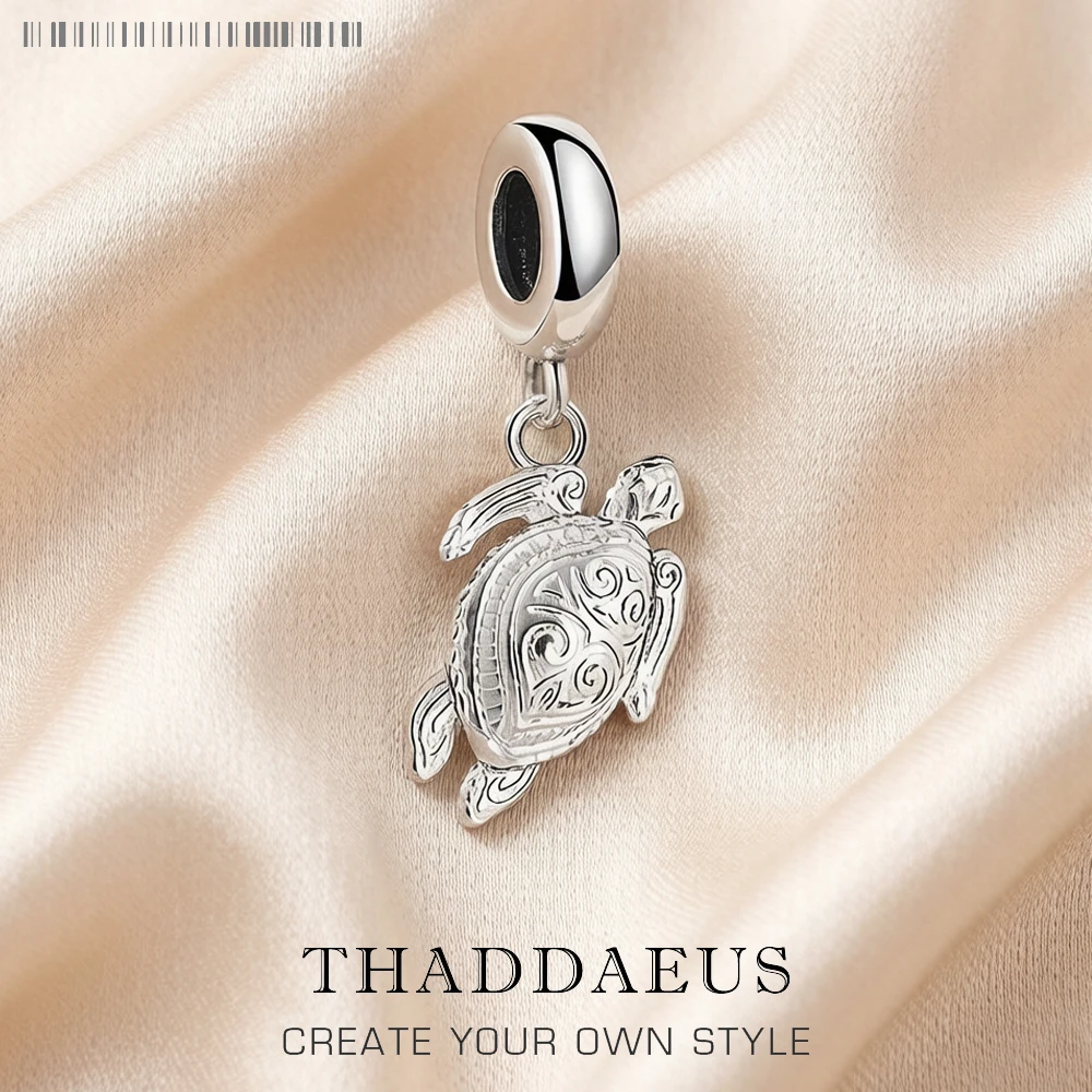 Baumelnder Charm-Anhänger Schildkröte New Europe Schmuck Weisheit und ewiges Leben Vintage-Geschenk aus 925er Sterlingsilber