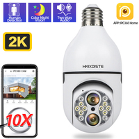 10X Digital Zoom Dual Lens E27 Bulb Surveillance Camera WIFI Auto Tracking PTZ IP Camera Color Night Vision IP Security CCTV