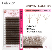 Lashonly Brown W Shape Lash 3D 4D 5D Automatic Flowering Premade Fans Volume Fans Lashe Extension Natural Soft Grafting Eyelash