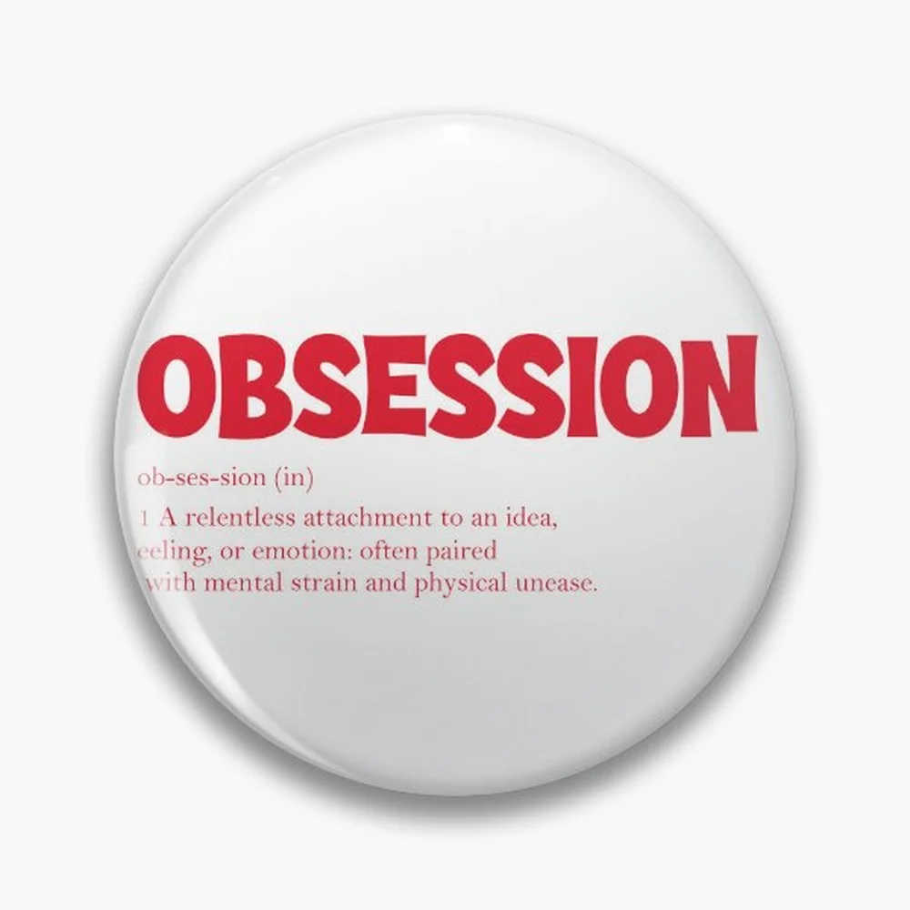 Obsession Definition Pin Holographic Star Heart Pin Brooches Laminated Button Fashion Accessory