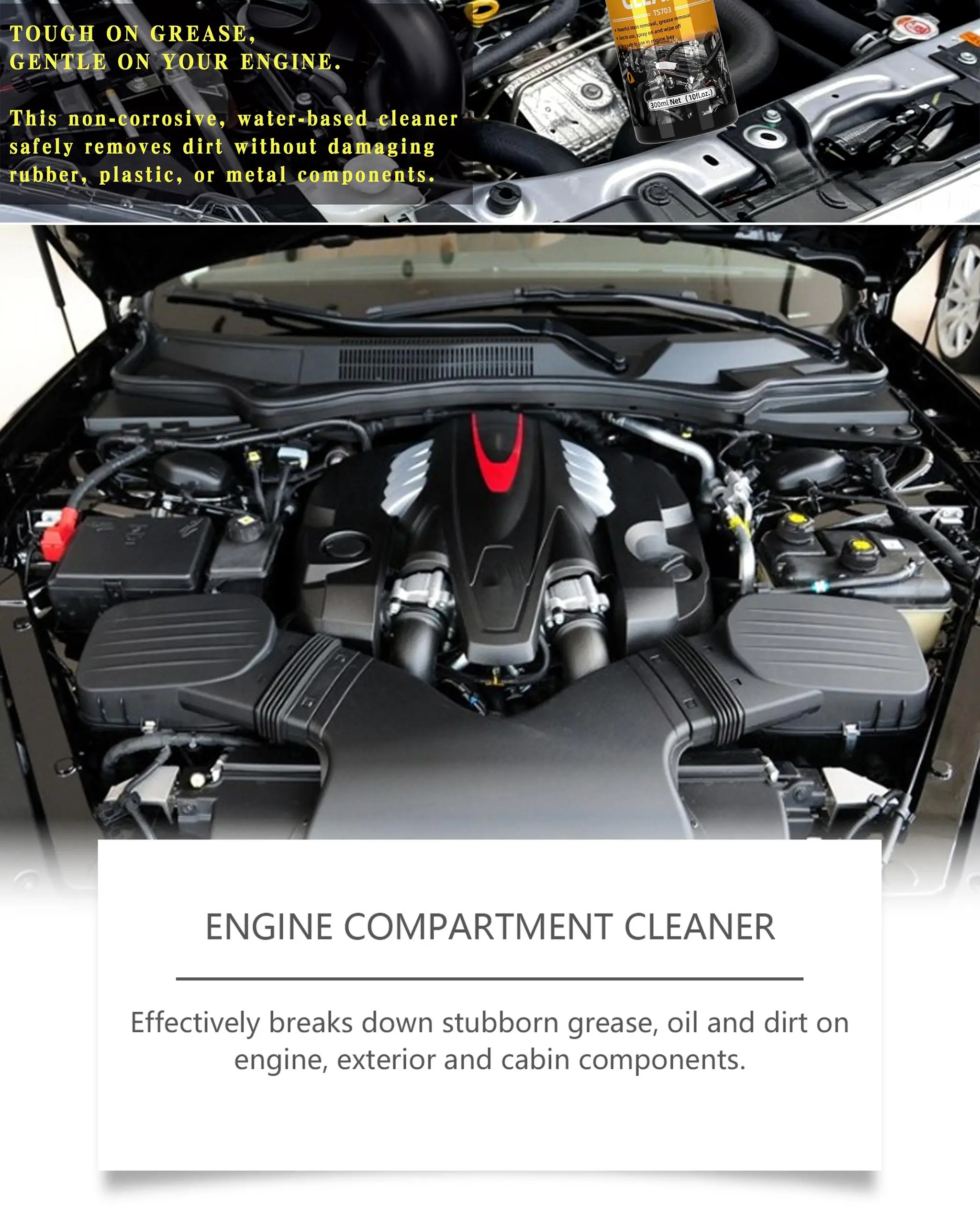 Hydroshine Motorraum-Reiniger Kraftvolle Dekontamination für Auto-Motorraum-Reinigungswerkzeug Schweröl- und Staubreinigungsspray – Detail 8