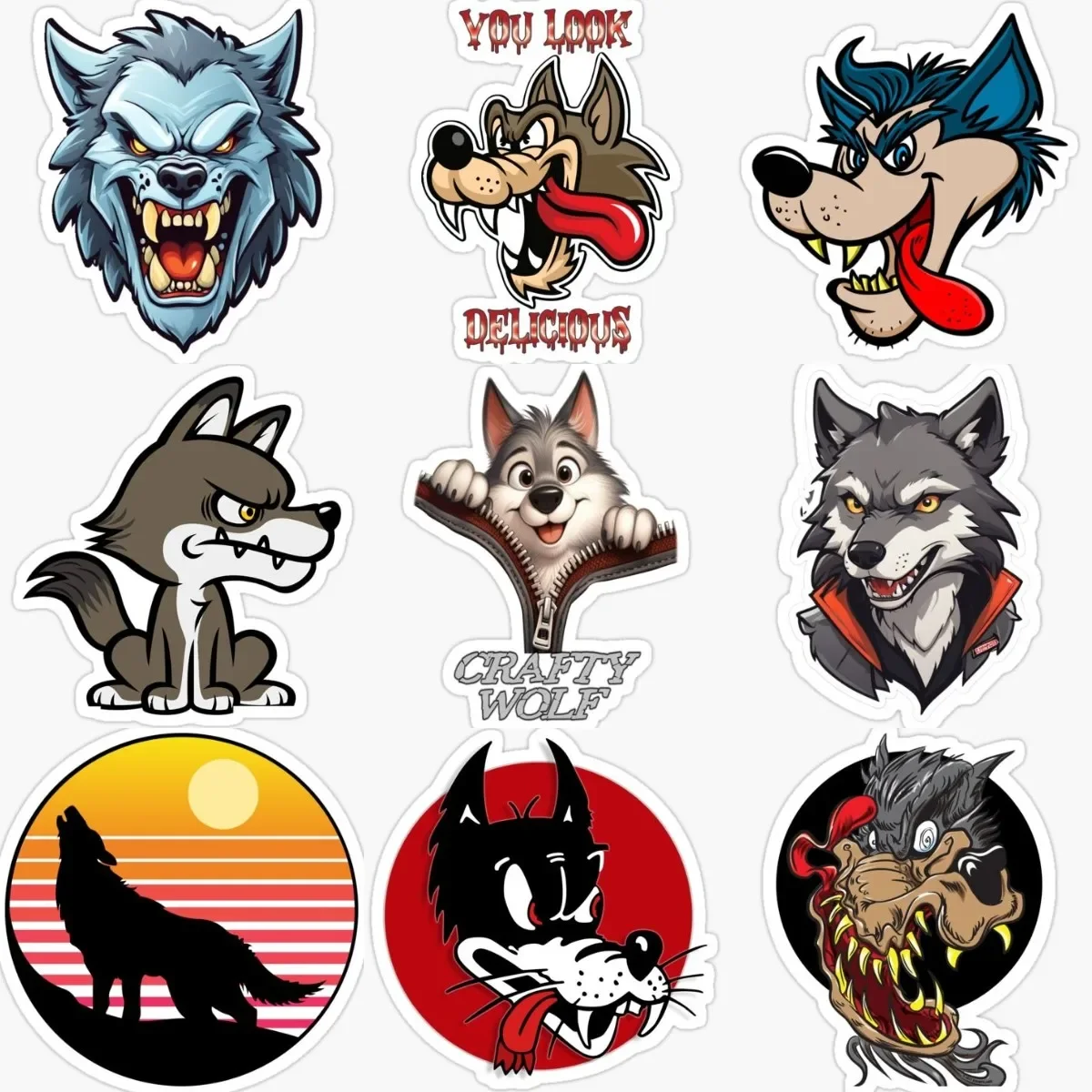 

Wolf Head Creative PVC Waterproof Stickers Accessories for Decorate Car Table Motorcycle Off-road Wall Helmet Camper Room