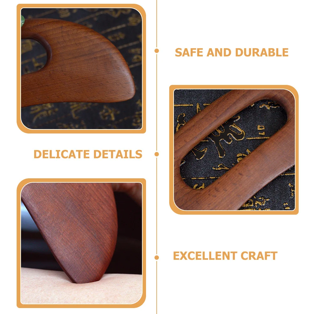 أداة تدليك كشط خشبية طبيعية من لوح جواشا، تصميم مريح للوجه والجسم والرقبة للاسترخاء المحمول في المنزل أثناء السفر #1