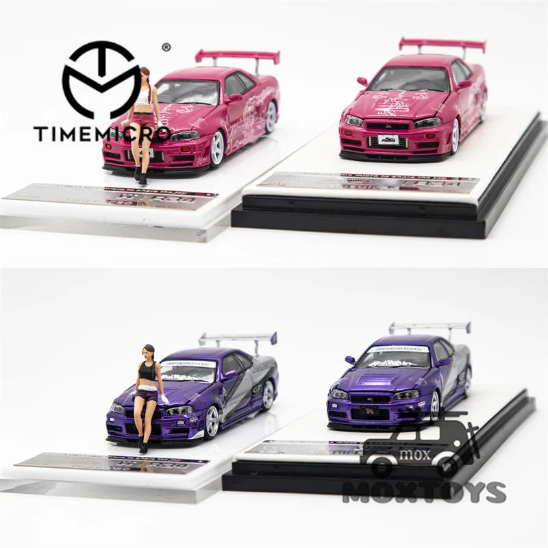 Time Micro 1:64 GTR R34 Pink Fast  limited999 Diecast Model Car