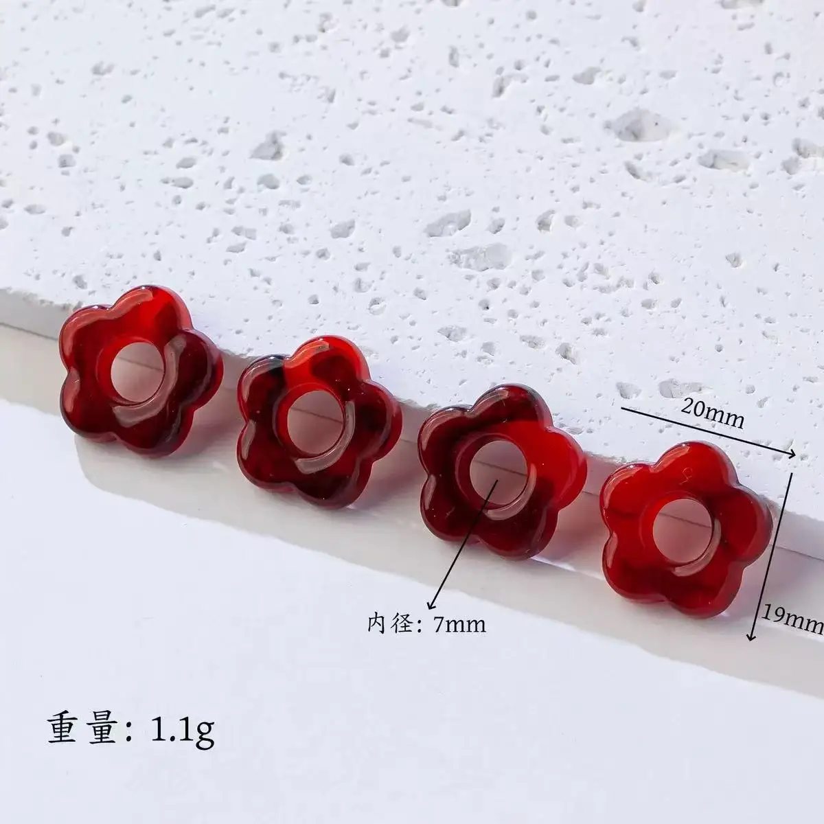 20pcs 19mm No Hole Hollow Five-petaled Flower Smudged Acrylic Beads Flower DIY Hair Accessories Hairpin Chain Jewelry Making image 5