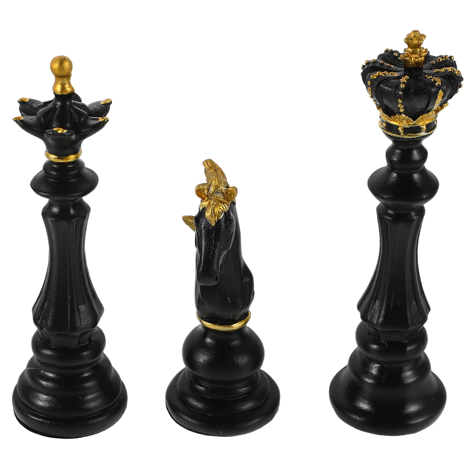 

3 Pcs Simulated Chess Set Decorative Sculpture Durable Build Realistic Texture Artistic Design Home Office Statue