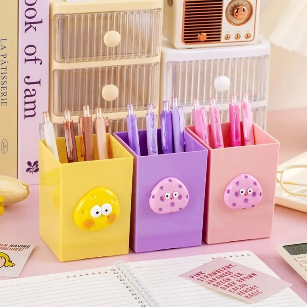 Plastic Pen Holder High Quality Stationery Large-capacity Pencil Container Candy Color Desktop Storage Cheese Pencil Holder