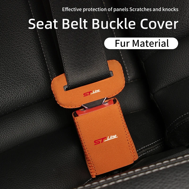 2Sets Car Seat Belt Buckle Cover Universal Fur Protector Auto Accessories For Ford Escape Kuga Mondeo Fiesta Focus 2 Fusion - view 3