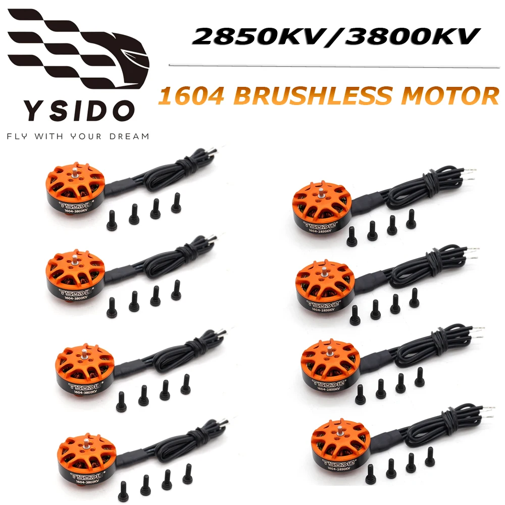 

4PCS YSIDO 1604 2850KV 3800KV 3-4S Brushless Motor 1.5mm Shaft 9*9mm Holes For RC FPV Freestyle 3.5inch Sub 250g Drone Parts