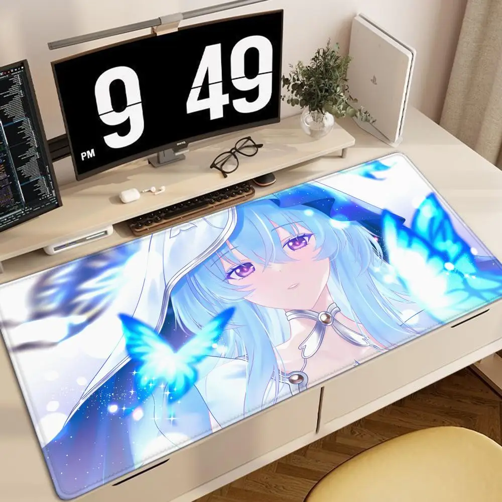 New Kawaii The Shorekeeper Mousepad Gaming Wuthering Waves Cute Anime Girl Mouse Pad 90x40 Computer Non-slip Rubber Keyboard Mat