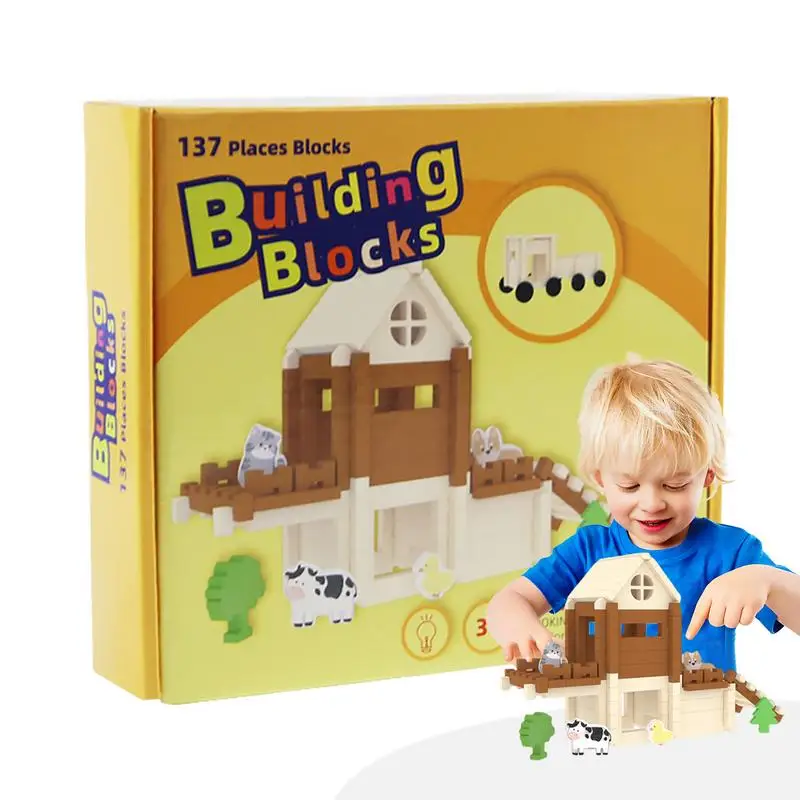 Wooden Building Blocks Toddler Blocks Wood Blocks Set Kids Blocks Building Toys For Children Over 3 Years Old Exercise