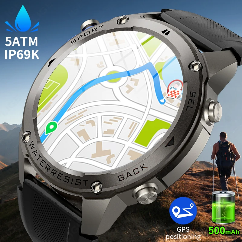 

LIGE GPS Smart Watch Men 5ATM Waterproof 500mAh Battery AMOLED Screen Compass Watch Heart Rate Bluetooth Call Outdoor Smartwatch