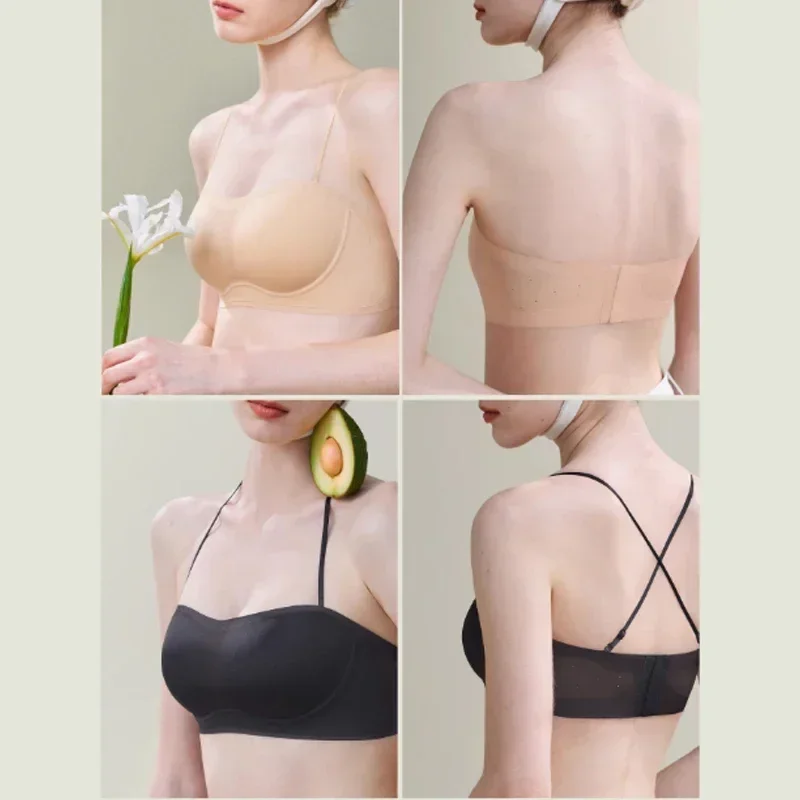 SUJIIN Invisible Strapless Bra for Women Wireless Seamless Push Up Bralette Lady Summer Convertible Multiway Lift Bras Female