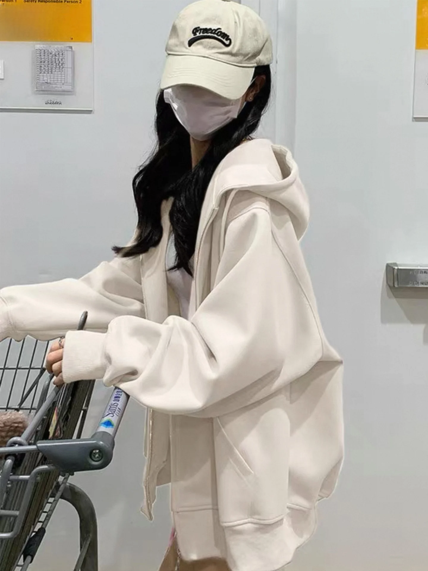 Solto moletom com capuz feminino primavera outono novo sle estudante preguiçoso fino azul aberto cardigan topo thiened commute sle zíper