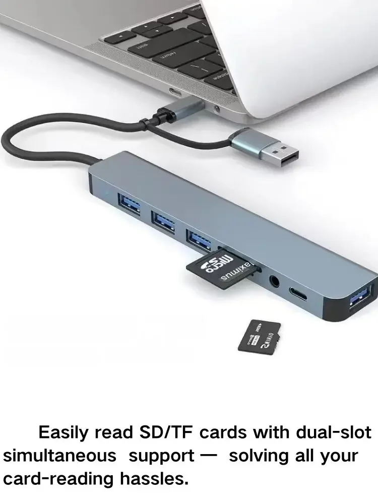 2026 8in2usb c hub expansor adaptador multiporta typec divisor doca usb 3 portas para xiaomi telefone tablet carregamento de transferência rápida de dados