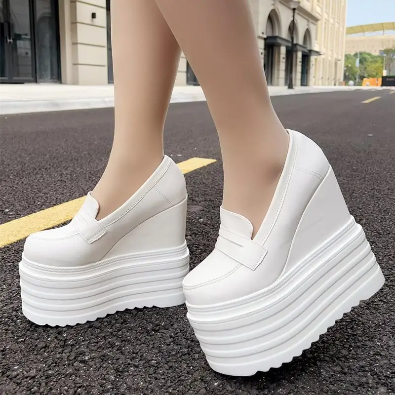 Beige High Heels Increasing Height Women's Sneakers on Thick Soles Bridal Shoes Clogs On A Wedge 2025 Sandals Ladies Muffins 12c