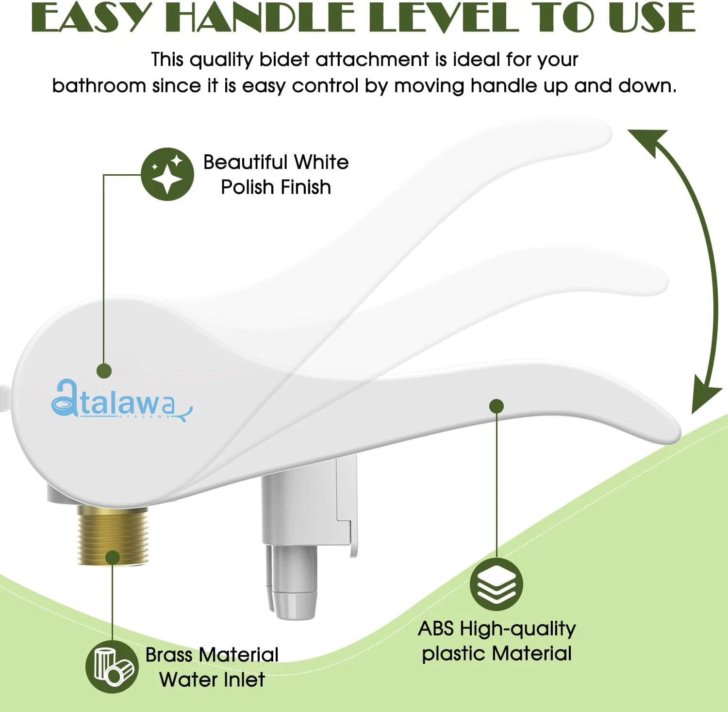 Atalawa Toilet Seat Bidet Attachment Ultra-Slim Double Nozzle Adjustable Water Pressure Non-Electric Ass Sprayer