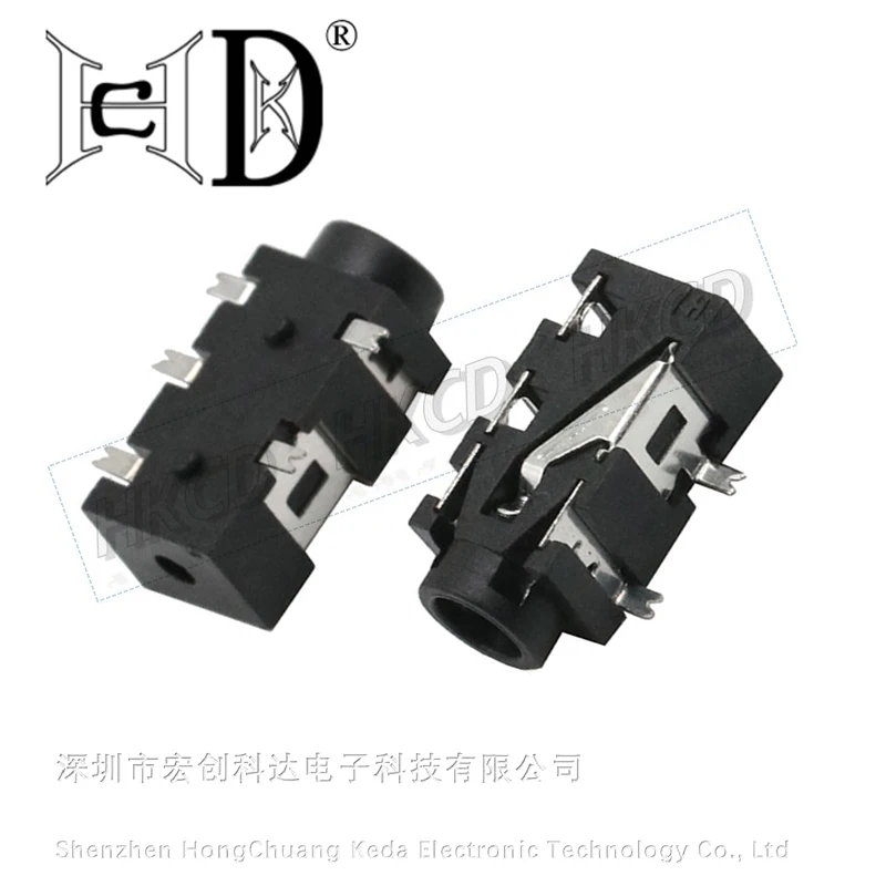 

10 PCS PJ-327f 3.5 Earphone Jack 5pin Paster 2 Fixed Pin Diameter 3.5mm Outlet Jack For Micro Usb Socket With Switch
