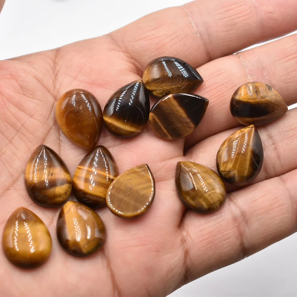Großhandel 50 Stück/Lot verschiedene Naturstein-Cabochon-Perlen in Tropfenform 13x18mm für DIY-Schmuckzubehör Kostenloser Versand – Detail 5