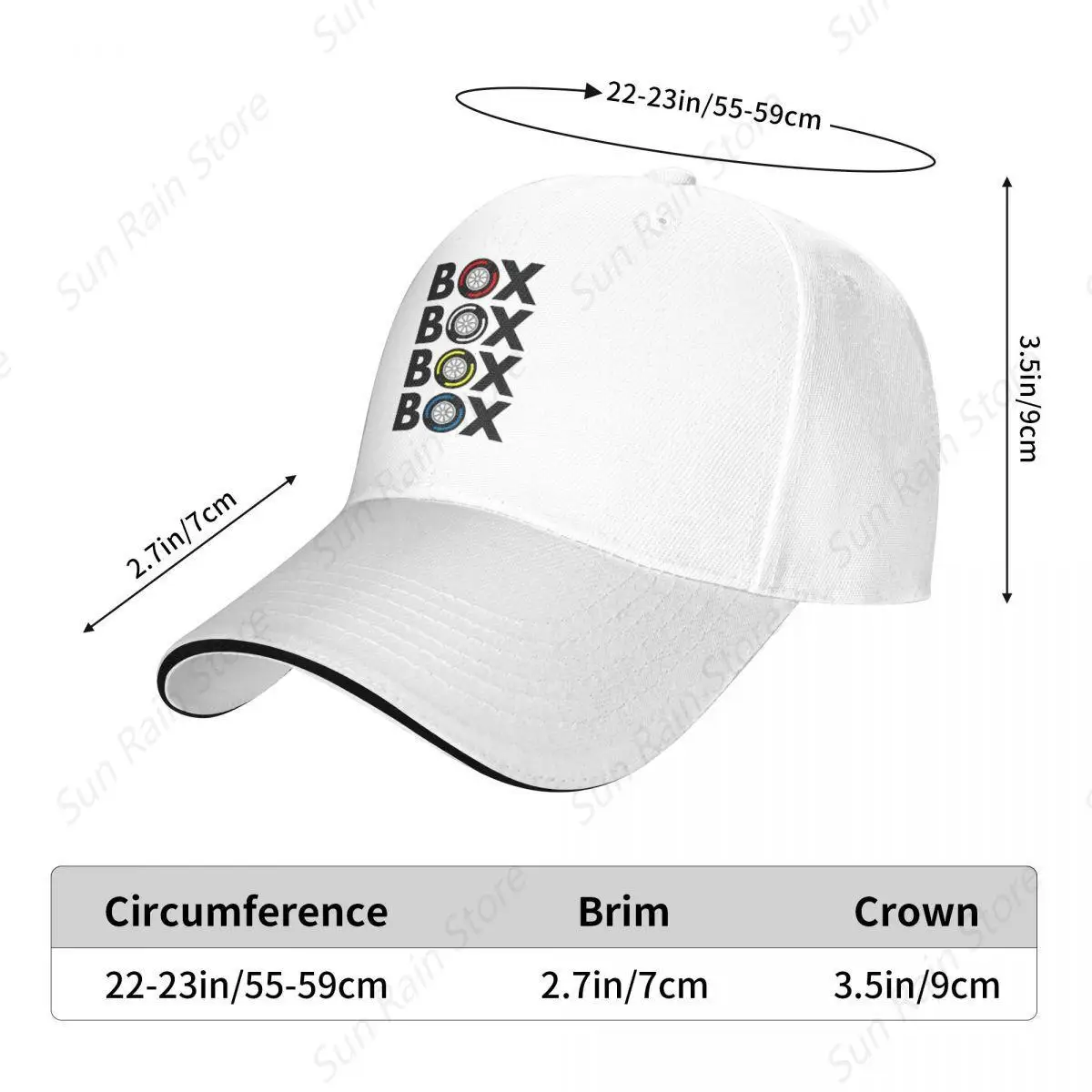 Box Box Box Box F1 Tyres Compound Design Cap Fashion Casual Baseball Caps Adjustable Hat Hip Hop Summer Unisex Baseball Hats