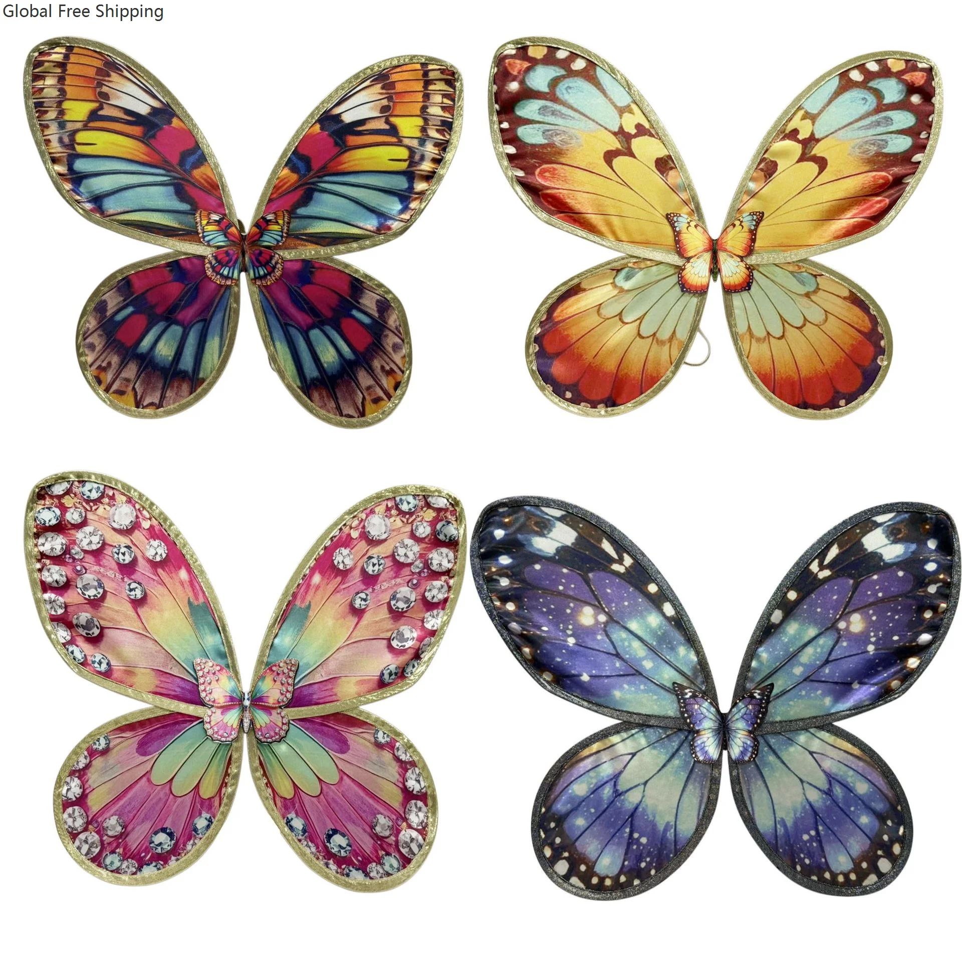 

Children's Party Stage Performance Butterfly Wings Role-playing Colorful Printed Holiday Costume Props Angel Wings Accessories