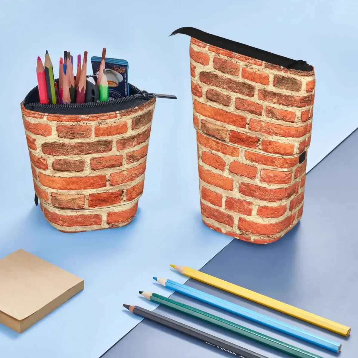 The Red Brick Wall Reversible Pencil Case for Boy Girl School Pen Box Pencil Bag Stationery Supplies Pen Holder Bag