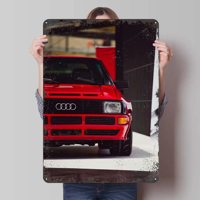 Audi Sport Quattro S1 Tinplate Sign Car Metal Poster Gaming Room Decoration Home Retro Metal Signs for Wall Art Decoration Decor